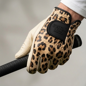 Gants de golf gris et orange avec logo personnalisé, en cuir véritable, respirants, de haute qualité, pour hommes et femmes - Product Image 4