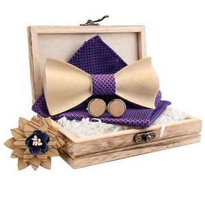 Nouvelle mode 2020, ensemble de nœud <span class=keywords><strong>papillon</strong></span> et mouchoir en <span class=keywords><strong>bois</strong></span> 3D fait à la main, nœud <span class=keywords><strong>papillon</strong></span> pour homme, soie et coton, serviette carrée - Product Image 1