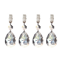 Ensemble de 4 pièces : Pendentifs en verre émaillé pour nappe, clips métalliques, pendentifs prismatiques en forme de goutte d'eau pour table de pique-nique