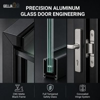 Porte battante en verre et aluminium minimaliste GELLJA, étanche, insonorisée, avec option verre dépoli, certifiée CE, pour salle de bain, bureau, hôtel