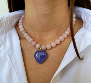 Collana 2025 <span class=keywords><strong>pendente</strong></span> Vintage a forma di cuore in acciaio inossidabile a forma di cuore nuovo Design di perline <span class=keywords><strong>acquamarina</strong></span> naturale alla moda - Product Image 5