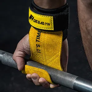 Custom Weight Lifting Gym Silicone Wrist Support Microfiber Leather Cowhide Hand Grips Pad Palm