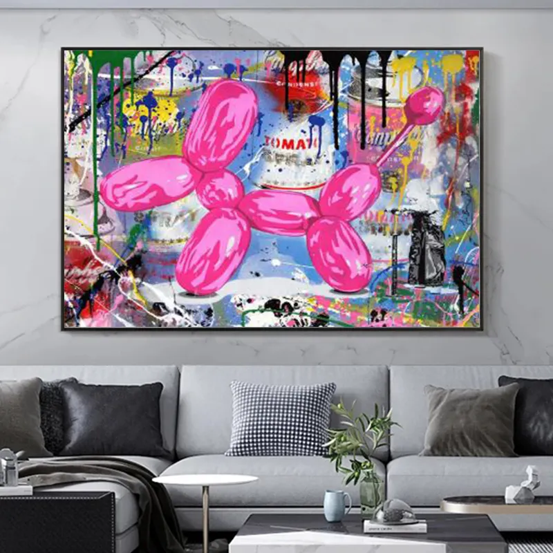 Tableau en toile de chien ballon rose, Graffiti, peinture murale, images d'art, affiches et imprimés de dessins animés