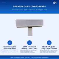 Altavoz de Columna Direccional Impermeable IPX6 de 200W, Sistema de PA de Largo Alcance AC220V, 112Hz-20KHz para Estadios y Parques