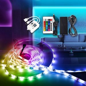 12V 5050 RGB <b>LED</b> <b>Strip</b> <b>Lights</b> Flexible 5m <b>Waterproof</b> Bande with IR Remote Control PVC Body IP65 for Warehouse Application - Product Image 1