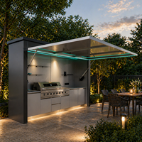 Ensemble d'îlot de cuisine extérieur modulaire avec barbecue, armoires et module de rangement - Cuisine extérieure complète pour jardin et terrasse