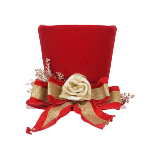 Tùy chỉnh thiết kế rượu vang đỏ nhung hat Topper Cây giáng sinh đồ trang trí <span class=keywords><strong>2025</strong></span> - Product Image 1