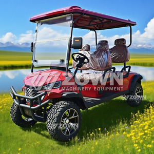 Stylish Red Golf Utility <b>Car</b> Independent Suspension Leather Seats Dual Side <b>Mirrors</b> Country Park Shuttle Cart - Product Image 1