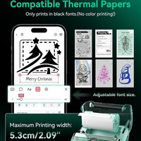 Printer Stiker Termal Mini Transparan 2 Inci, Pembuat Label Foto Saku Portabel untuk Mencatat, Kerajinan DIY, dan Hadiah