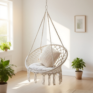 Cómoda Silla Colgante de Jardín Moderna para Exteriores, Hamaca de Cuerda con Estructura de Aluminio para Uso en Exteriores - Product Image 1