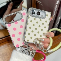 Nouvelle coque de téléphone minimaliste Ins pour iPhone Duo Fold, motif à pois, support en forme de cœur, anti-chute, couverture intégrale, antichoc