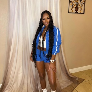 ชุดกีฬาผู้หญิงแขนยาวกางเกงขาสั้นชุด 2 ชิ้นสตรีทแวร์ - Product Image 4