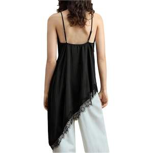 Chemisier asymétrique en satin pour femme, sans manches, en dentelle, élégant, style sous-vêtement - Product Image 4