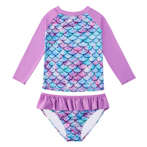 Costume da bagno bikini da bambina a sirena con stampa 3D, protezione solare, maniche lunghe, <span class=keywords><strong>due</strong></span> pezzi, per la spiaggia - Product Image 5