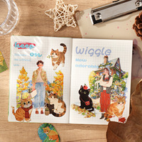 60 feuilles par boîte, autocollants de la série Kitten Holiday, autocollants pour enfants, fournitures de journalisation mignonnes