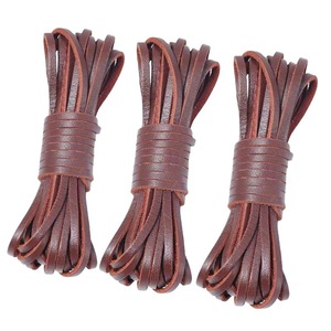 DIY Jewelry Material Handmade Beaded Accessories Cowhide <strong>Strip</strong> 3MM Wide Head Layer Flat <strong>Leather</strong> Rope Bead Caps Bracelet Necklace - Product Image 2