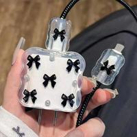 Protector de Cable USB con Lazo Pequeño de Perlas 3D, Estilo Y2K, para iPhone, Funda Protectora para Cable de Datos de 18W/20W, Carga Rápida