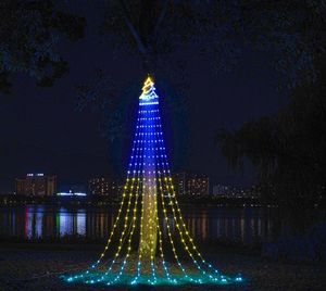 Guirlandes lumineuses de Noël en forme de cascade, 3,5 m, étoile à cinq branches, IP65, étanches, décoration extérieure avec couleurs RVB et télécommande - Product Image 3