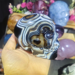 Kindfull Natural Star Rose Quartz Skulls Blue Apatite Druzy Human Skulls Crystal Home Decor para Halloween Healing Stones - Product Image 2