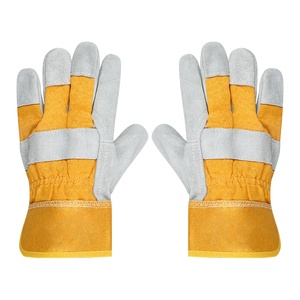 Guantes de trabajo de cuero dividido de piel de vaca de calidad resistente Guantes de aparejo de construcción de protección de manos de seguridad industrial - Product Image 6