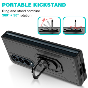 Trượt Máy Ảnh Bìa Armor 2-Trong-1 Cứng PC TPU Lai Nhẫn Chân Đế Trường Hợp Đ<span class=keywords><strong>i</strong></span>ện Thoạ<span class=keywords><strong>i</strong></span> Đố<span class=keywords><strong>i</strong></span> Vớ<span class=keywords><strong>i</strong></span> Samsung Galaxy Z Gấp <span class=keywords><strong>4</strong></span> Trường Hợp - Product Image 3