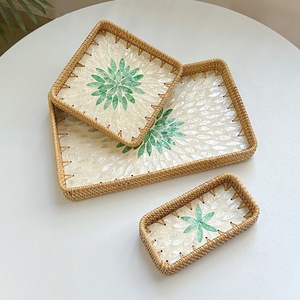 Plateau rectangulaire empilable en rotin du Vietnam, plateau <span class=keywords><strong>à</strong></span> fruits, luxe léger, rangement pour la maison/salle <span class=keywords><strong>à</strong></span> manger - Product Image 3