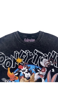 Men's Oversized Cartoon Printed T-Shirt <b>Short</b> <b>Sleeve</b> O-Neck Street Style Black Cotton Jersey Fit - Product Image 4