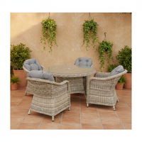 Ensemble de 5 meubles de patio en aluminium et rotin au design moderne, table et chaises en rotin pour la maison, l'appartement ou le jardin