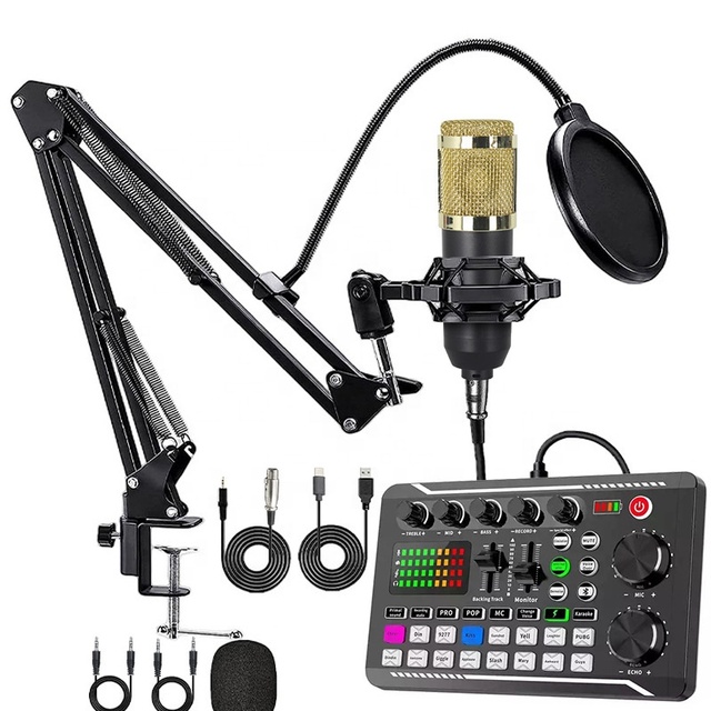 BM800 Wired Recording Desktop Stand Microphone Set for Blogging Gaming Podcasting Condenser Studio Microphone Metal Material