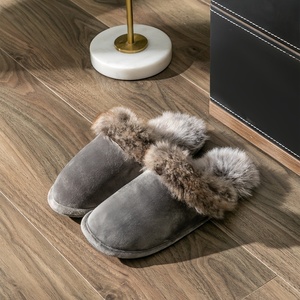 Automne hiver coton en peluche de luxe pour pantoufles usage domestique grande taille épaissi <span class=keywords><strong>poilu</strong></span> traînant conception couleur unie chaud confortable - Product Image 4