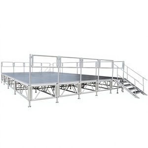 เวทีอลูมิเนียมแบบพกพาพร้อมบันไดและราวกันตกสำหรับงานกลางแจ้ง - Product Image 1