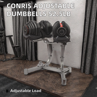Ensemble d'haltères réglables avec support 24 kg 52,5 lb en acier, poids libres pour la maison, équipement de fitness