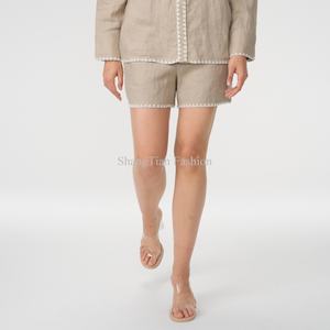 Conjunto de Lino Personalizado OEM para Mujer, Pantalones Rectos de Negocios, Top Corto de Lino con Cuello Cuadrado, Conjunto de Dos Piezas - Product Image 6