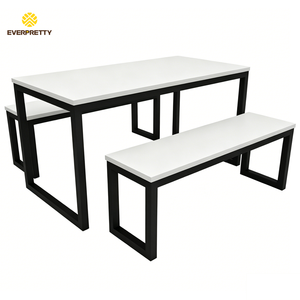 Mesa y Banco de Acero de Estilo Moderno para Exteriores, Muebles Comerciales para Restaurante, Jardín, Patio, Cafetería, Parque, Hotel, Escuela, Comedor - Product Image 3