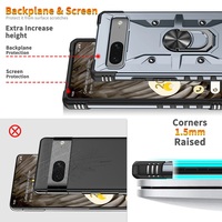 Etui magnétique pour Google Pixel 7 Pro Colorful 3 in 1 Rugged Armor 360 Rotating Metal Kickstand Phone Cover Case