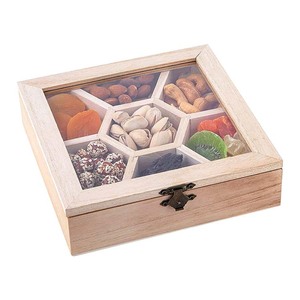Customized Wooden Box Dry Fruit Empty Storage Box Transparent Window Unique Design Wood Box For Candy