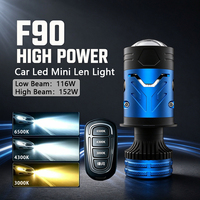 Vente flash - Phares de voiture à LED mini projecteur F90 152W, faisceau haut et bas, 3000K 4300K 6500K, 12V, H4, pour voitures universelles