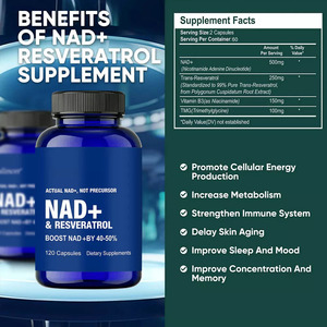 Compléments alimentaires NAD+ : Capsules de Nicotinamide Riboside NAD+ avec Resvératrol et Vitamines - Product Image 5