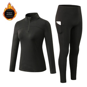 Completo Sportivo da Donna Autunno-Inverno, Traspirante con Fodera <span class=keywords><strong>in</strong></span> <span class=keywords><strong>Pile</strong></span>, Mezza Zip, Abbigliamento Fitness, Pantaloni a Vita Alta Aderenti, Set Due Pezzi - Product Image 6