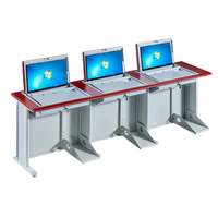Bureau d'ordinateur moderne en panneau de densité, avec écran caché, polyvalent, pour étudiants, laboratoire scolaire