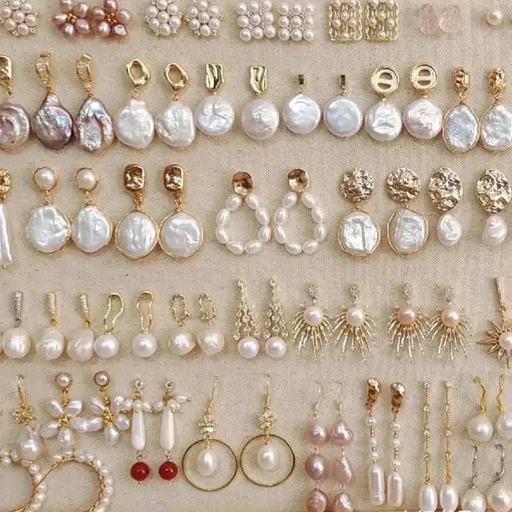 Neue Schmuck Designer Großhandel vergoldet Süßwasser Hochzeit Perle Ohrringe für Frauen Schmuck Geschenk