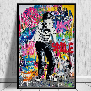 Venta al por mayor de grafiti callejero arte de la pared impresiones en lienzo abstracto Pop Art <span class=keywords><strong>Banksy</strong></span> poster lienzo pintura <span class=keywords><strong>cuadros</strong></span> de pared para decoración del hogar - Product Image 1