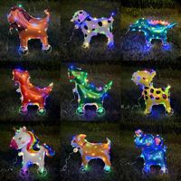 Ballons en aluminium LED lumineux en forme d'animaux ambulants avec roues, ballons animaux pour décorations de fêtes d'anniversaire en extérieur et parcs, vente en gros