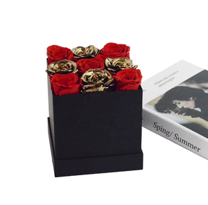 Roses éternelles conservées dans un coffret cadeau carré, fleurs éternelles dorées à longue durée de vie, fleurs immortelles, fleurs éternelles pour la Saint-Valentin - Product Image 2