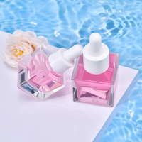Flacon en verre carré vide de 5 ml, 15 ml, 30 ml pour huile essentielle, sérum, avec compte-gouttes et bouchon pipette pour huile capillaire