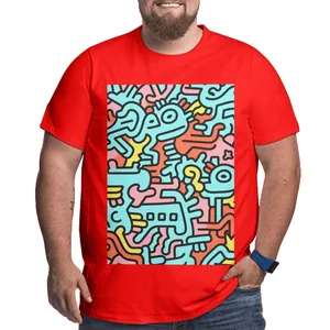 Image personnalisée T-shirt grande taille pour hommes Style Streetwear 100% coton avec spandex imprimé dessin animé contraste motif sérigraphie méthode - Product Image 1