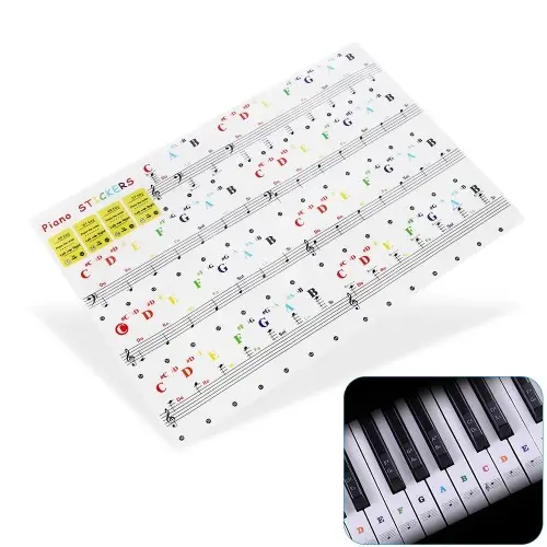 Custom Logo Beginners Kids Waterproof Vinyl Transparent Keyboard Piano Key Sticker Removable Piano Stickers For Keys