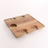 Table pliante commerciale portable en bois d'acacia massif, basse, pour extérieur, étanche, pour pique-nique, parc, cour et dégustation de vin