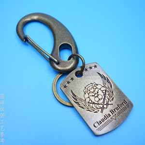 Custom Zinc Alloy Carabiner Keychain Rectangle Bronze Embossing Printing Hard Wearing Metal <b>Key</b> <b>Chain</b> - Product Image 2