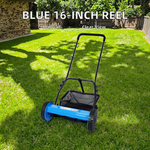 Tondeuse à gazon manuelle à bobine de 16 pouces en acier robuste bleu avec bac de récupération pour usage extérieur et bricolage - Product Image 2
